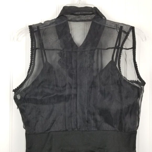Eci NY Black Silk Lace Sheer Babydoll Size 6 Y2K Whimsigoth Romantic Coquette - Picture 3 of 13